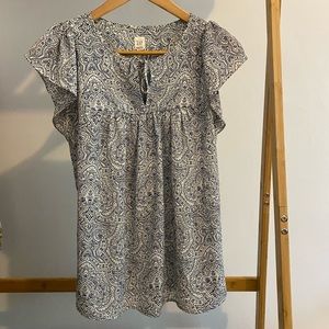 Paisley ruffle sleeve blouse